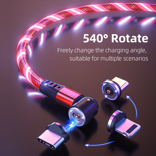 540 Rotate Luminous Magnetic Cable Fast Charging For Mobile Phones